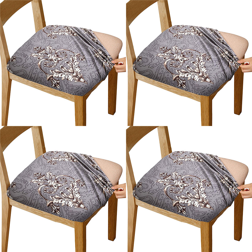 4Pcs Stretch Printed Chair Covers-Mooney Grey