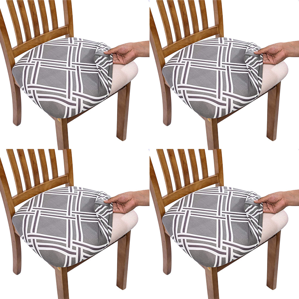 4Pcs Stretch Printed Chair Covers-Gray
