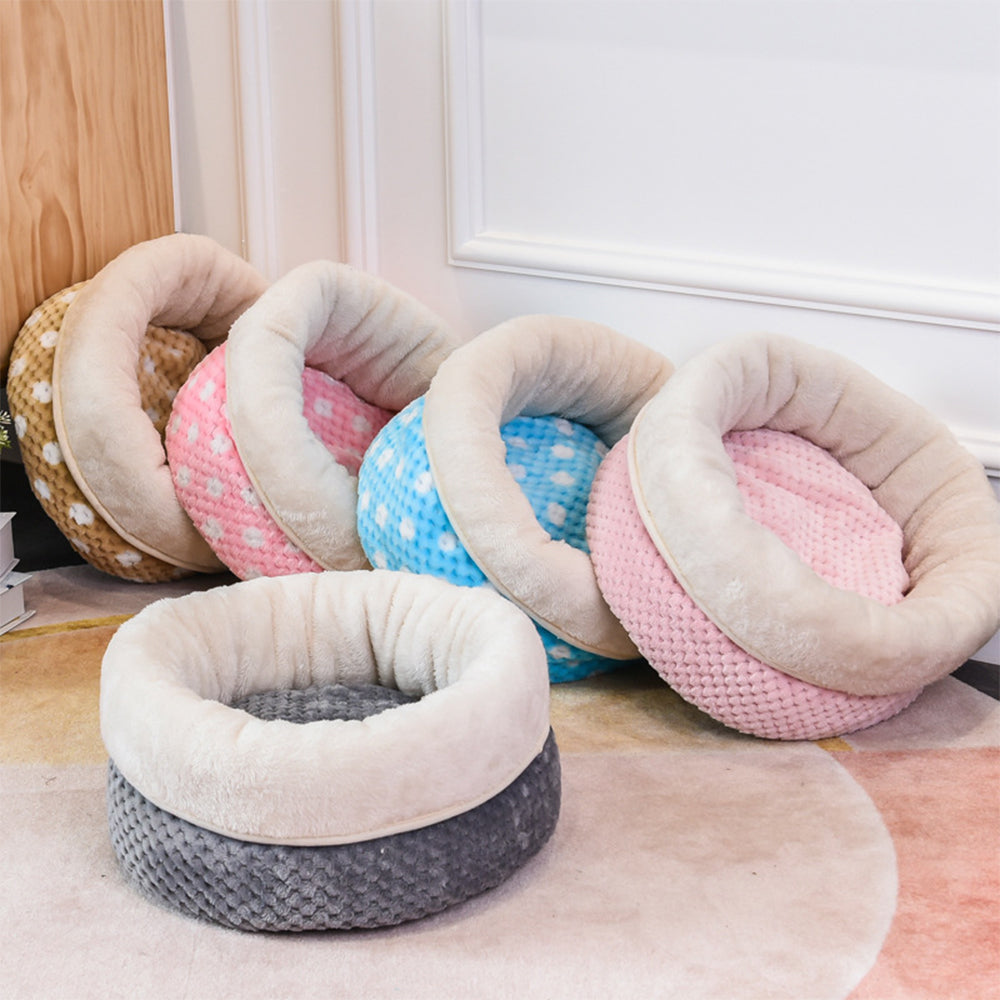 Round Cat Dog Bed Anti-Slip Waterproof Base