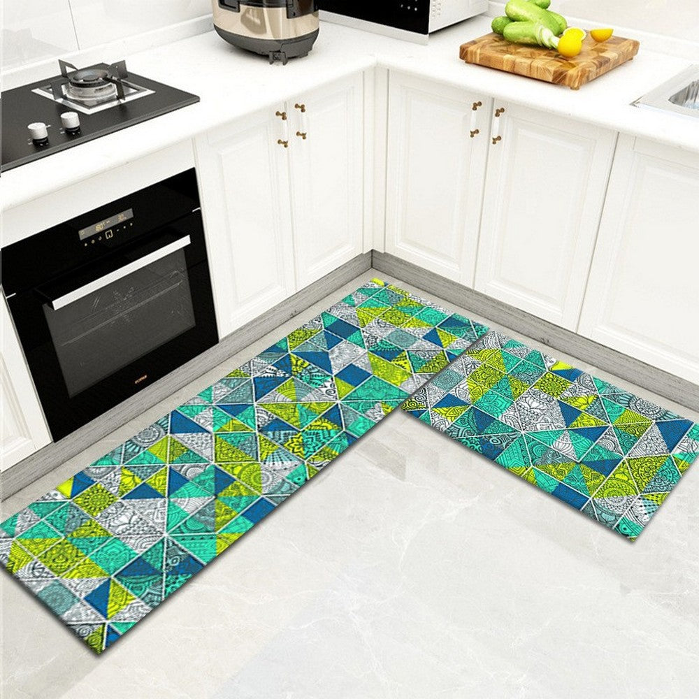 2Pcs Bohemian Kitchen Non-Slip Floor Mat Set