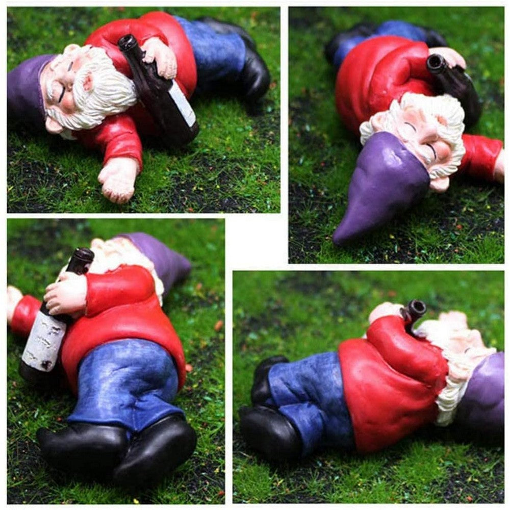 4Pcs Mini Drunk Dwarf Resin Gnomes Statues Garden Decor