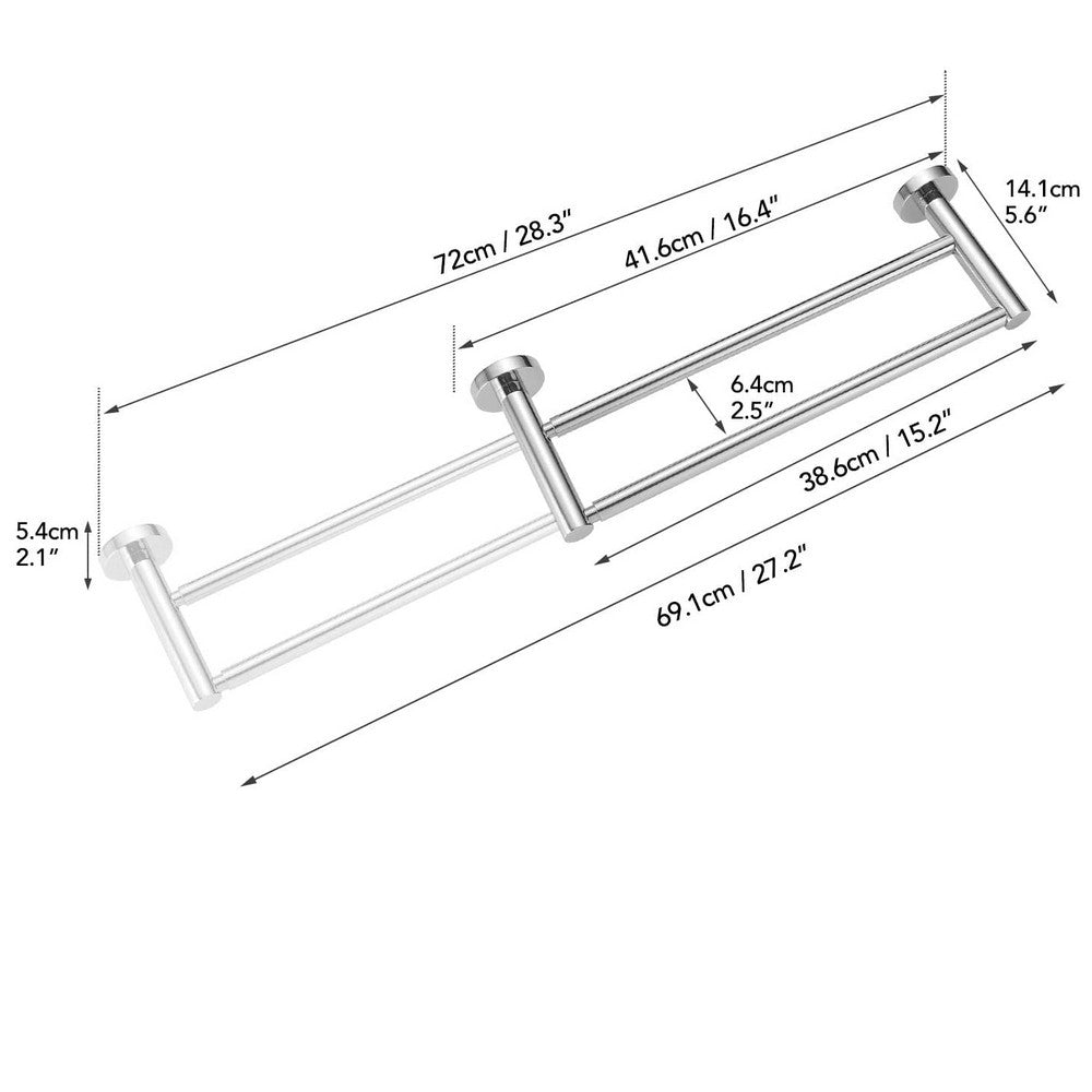 Adjustable Double Bath Towel Bar for Bathroom Stainless Steel Towel Holder