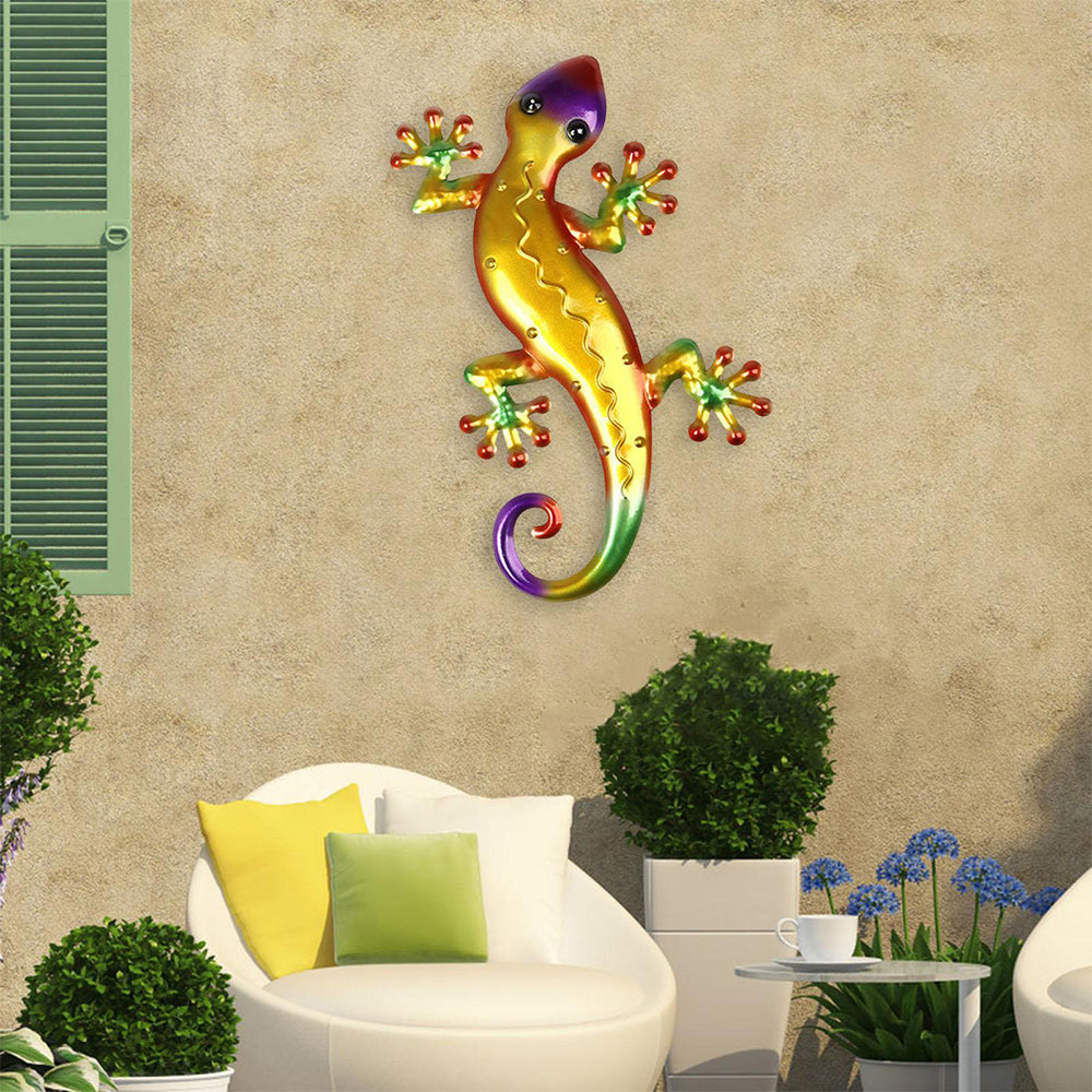 3Pcs Vivid Fake Lizard Metal Wall Hanging Wall Sculpture