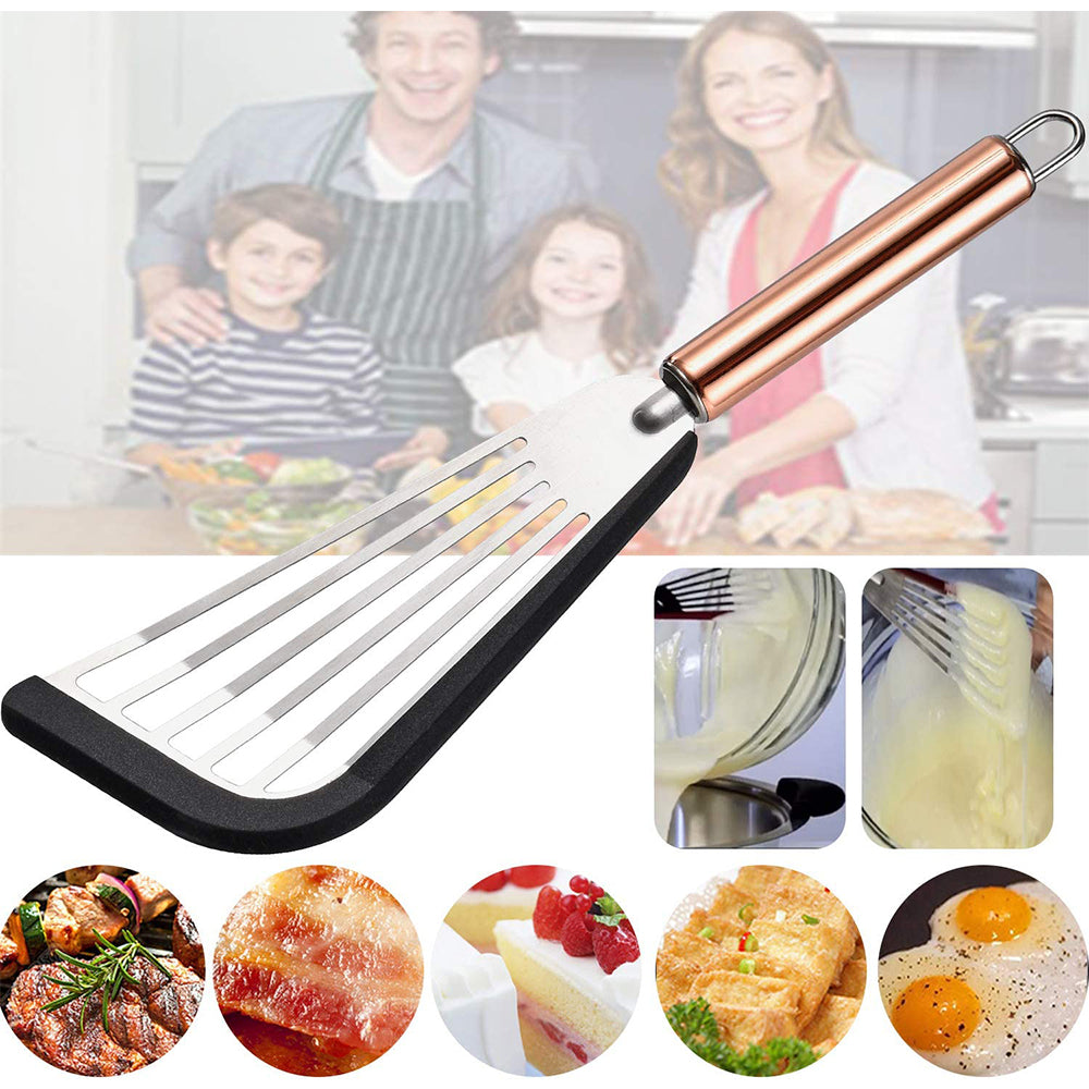 Kitchen Heat Resistant Nonstick Fish Spatula with Silicone Edge for Cooking Scrapping Flipping Frying Turning Foods