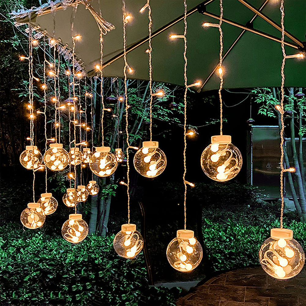 Water-resistant Wishing Ball Curtain String Lights