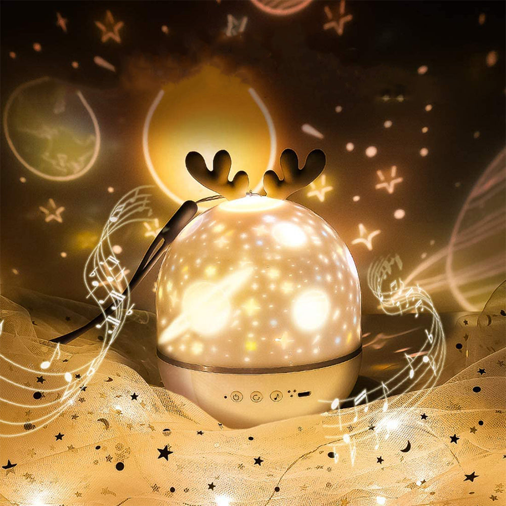 3 in 1 Rechargeable Rotating Star Projector Night Light Classic Music Box with 6 Theme Light