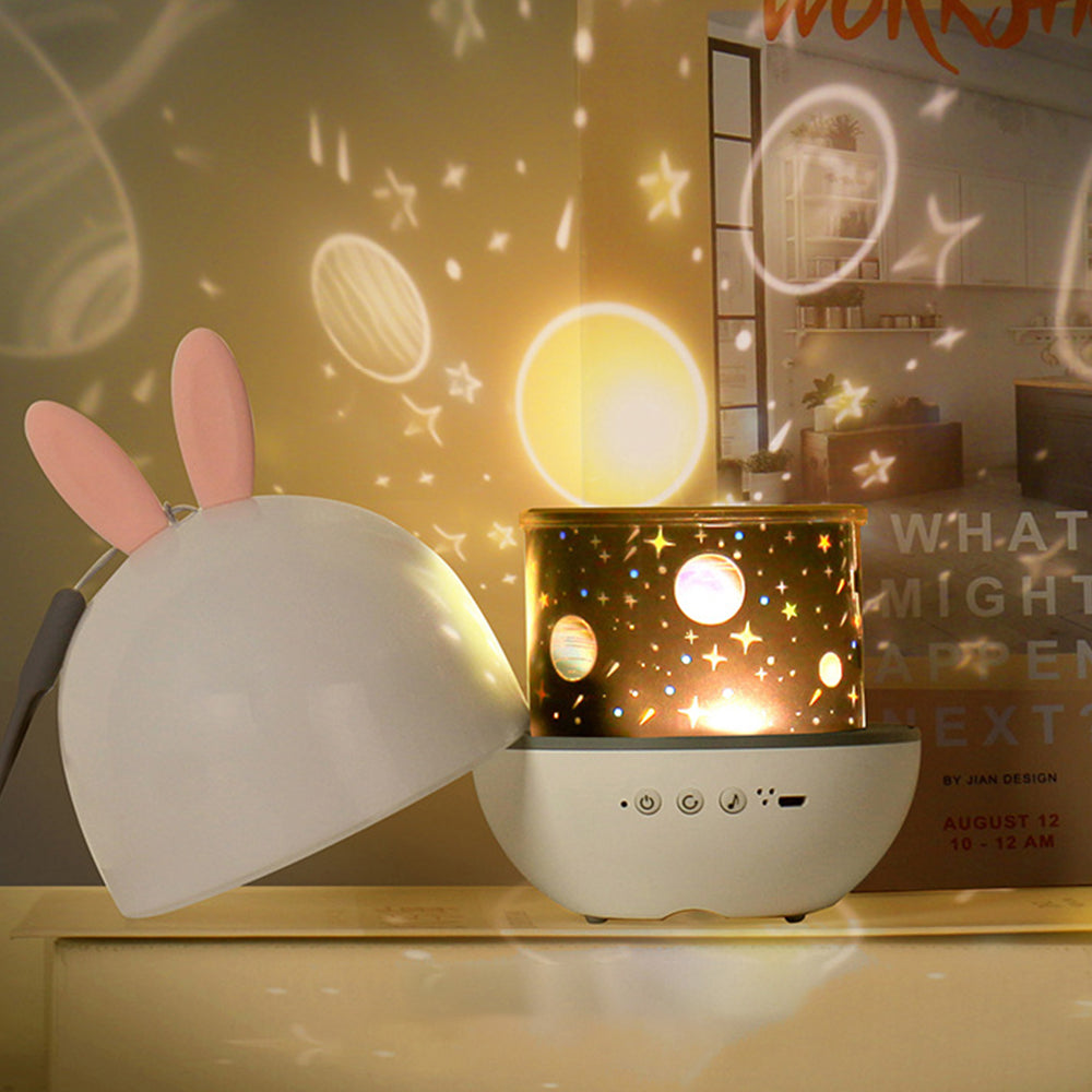 3 in 1 Rechargeable Rotating Star Projector Night Light Classic Music Box with 6 Theme Light