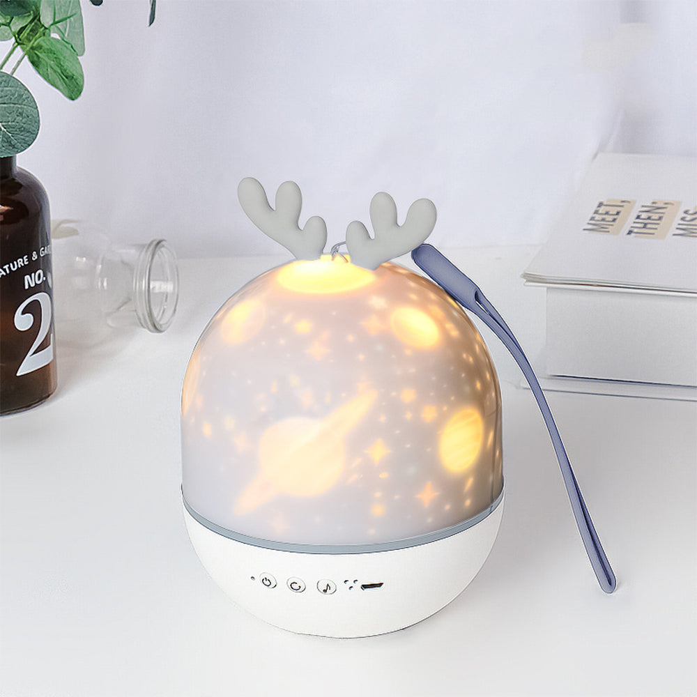 3 in 1 Rechargeable Rotating Star Projector Night Light Classic Music Box with 6 Theme Light