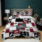 Christmas 3pcs Bedding Set Double Queen King Size Quilt Cover Pillowcases Set-Black