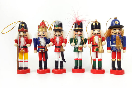 6Pcs Christmas Nutcracker Puppet Ornament Nutcracker Soldier Toy Pendant Decor