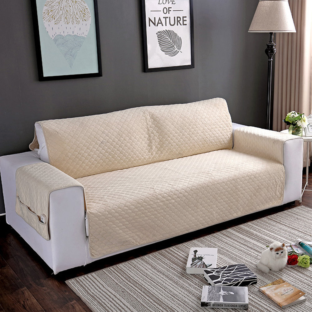 Plush Slipcover Non-slip Sofa Cover Protector Washable Couch Cover