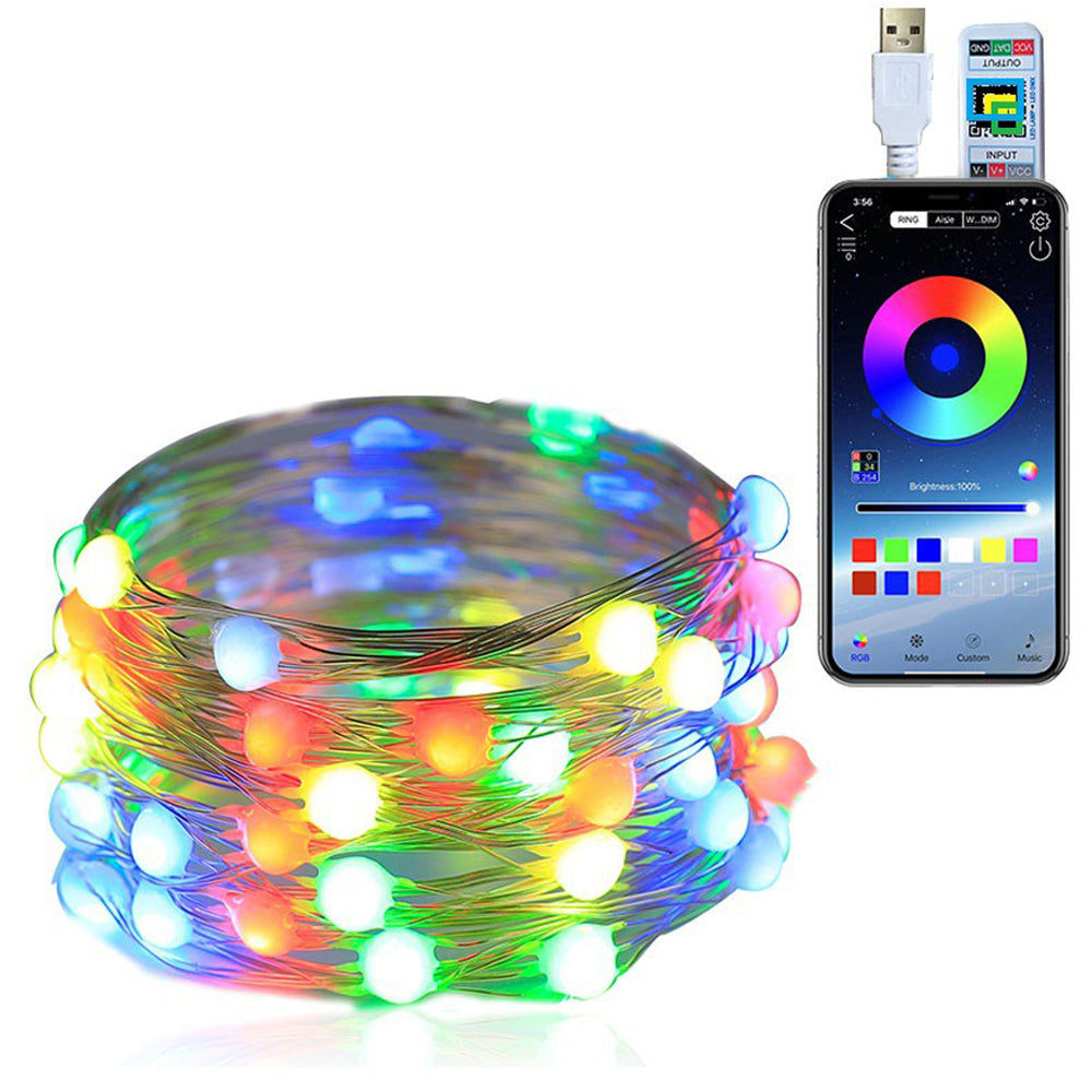 2Pcs Smart String Lights RGB Color Changing Lights String APP Control