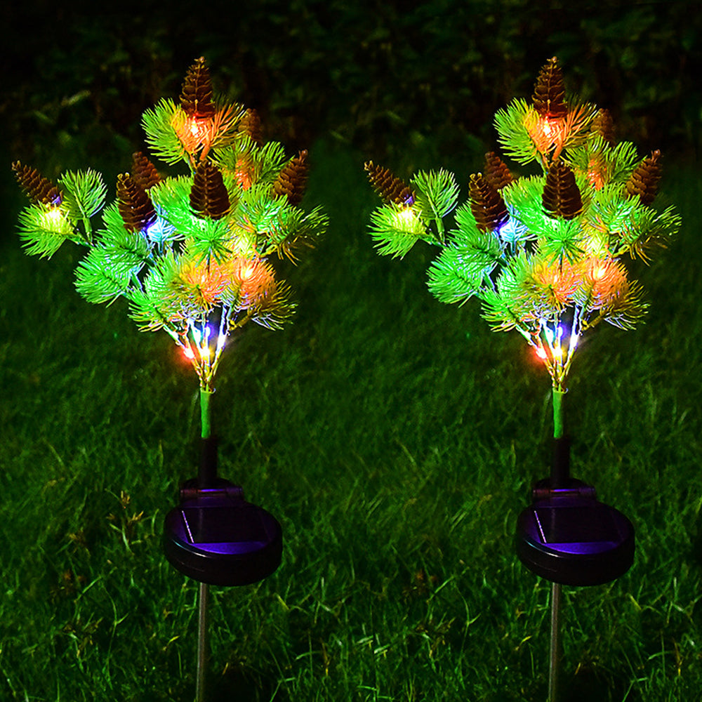 2-Pack Solar Powered Pine Cone Flowers Lights Christmas Garden Decorations