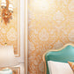 Kitchen European Style 3D Damask Flocking Non-Woven Wallpaper for Home Decoration