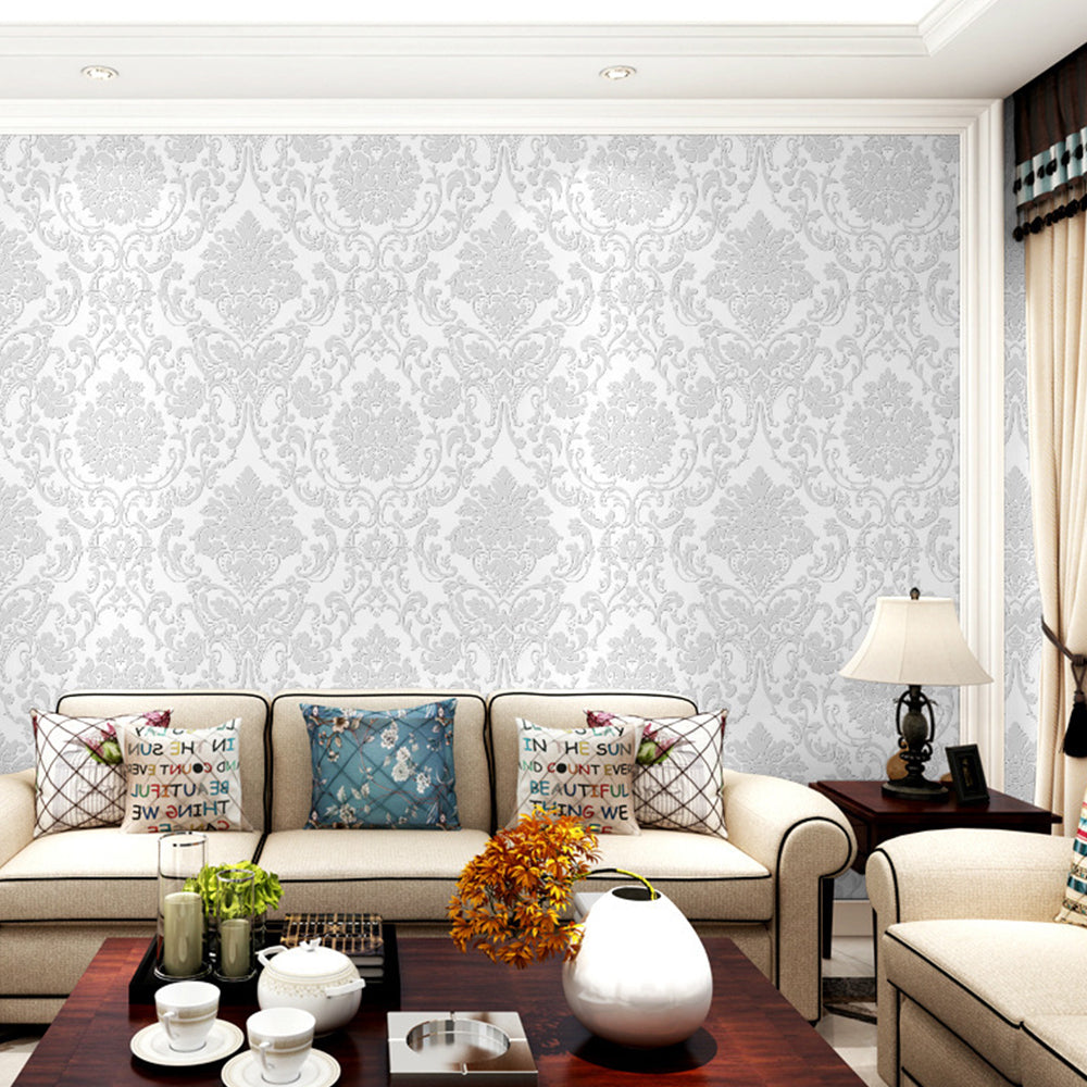 Embossed Floral Wallpaper Non-Woven 3D Wall Paper for Home Decoration