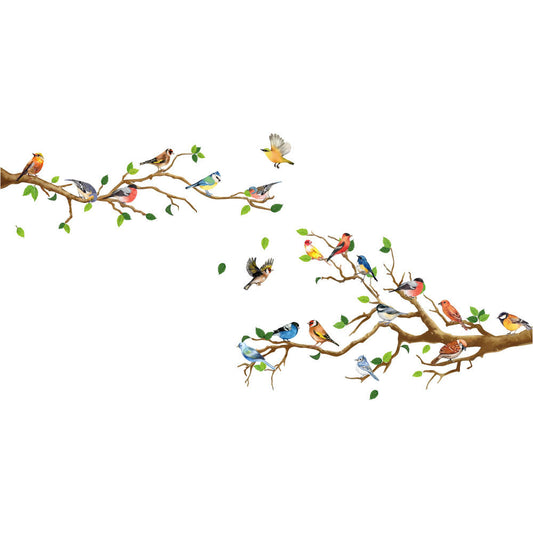 1 Set of 4 self-adhesive Hummingbird Branch Wall Sticker