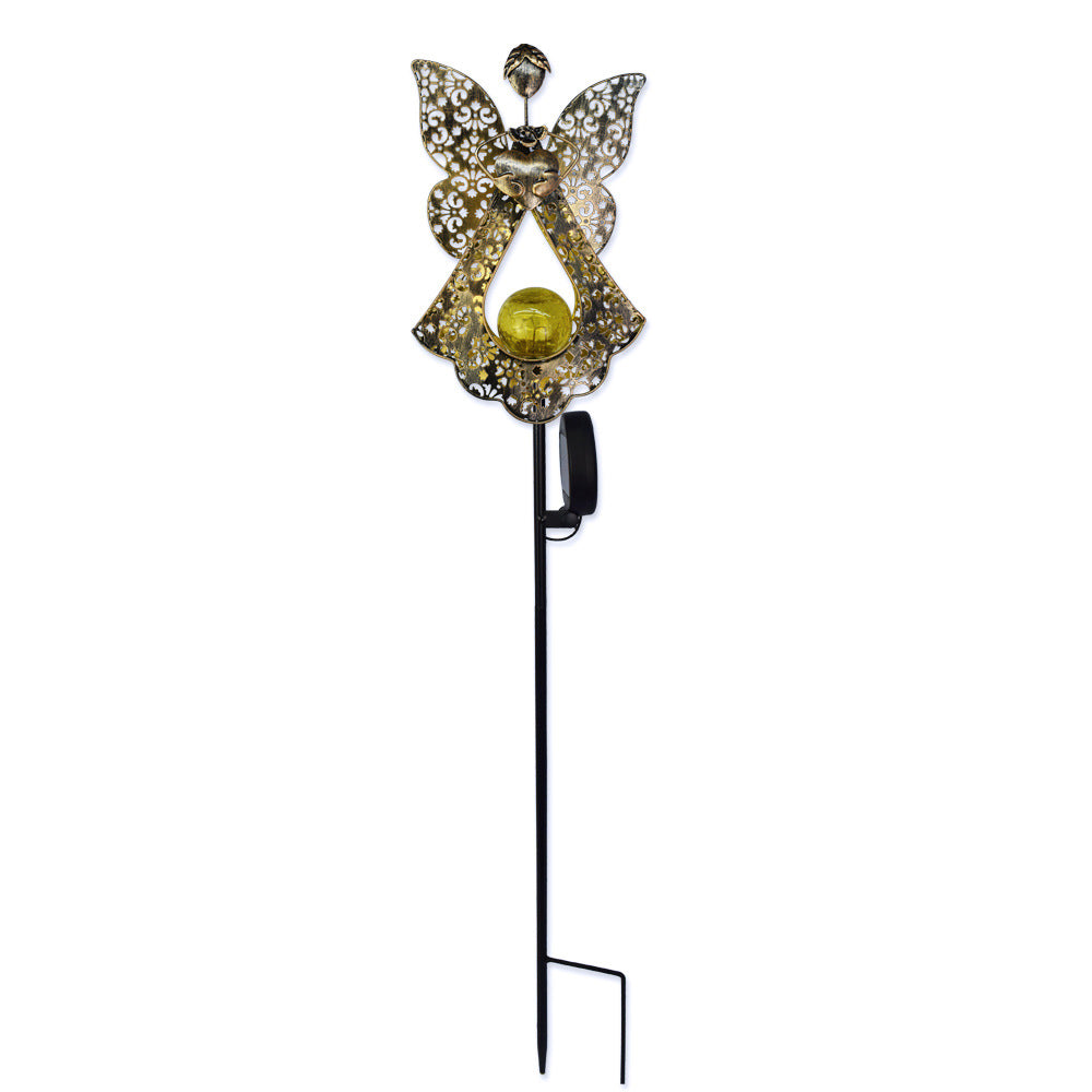 Solar Garden Stake Lights Metal Angel Solar Warm White LED Stake Light