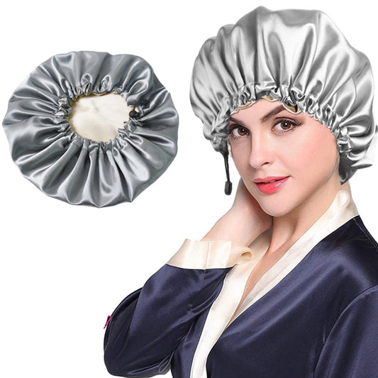 Women Double Layer Satin Silk Sleep Hat Hair Care Sleeping Bonnet Night Cap