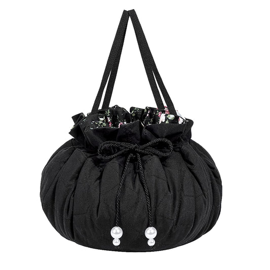 Portable Travel Cosmetic Drawstring Bag with Clear Pouch Set