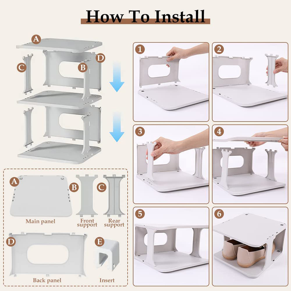 Open Design Free Combination Shoe Organizer Stackable Shoe Rack