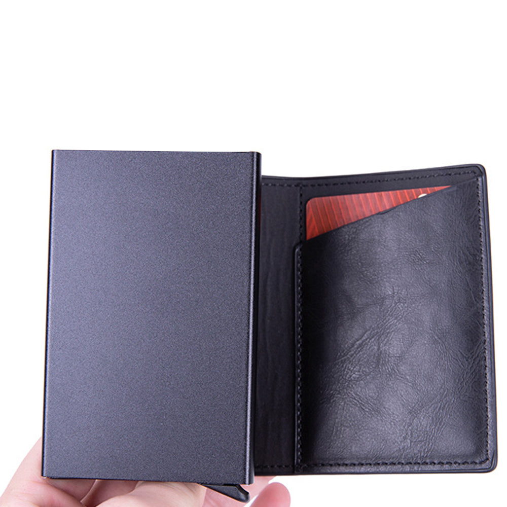Men's Credit Card Holder with AirTag Slot Pop-up Wallet RFID Wallet