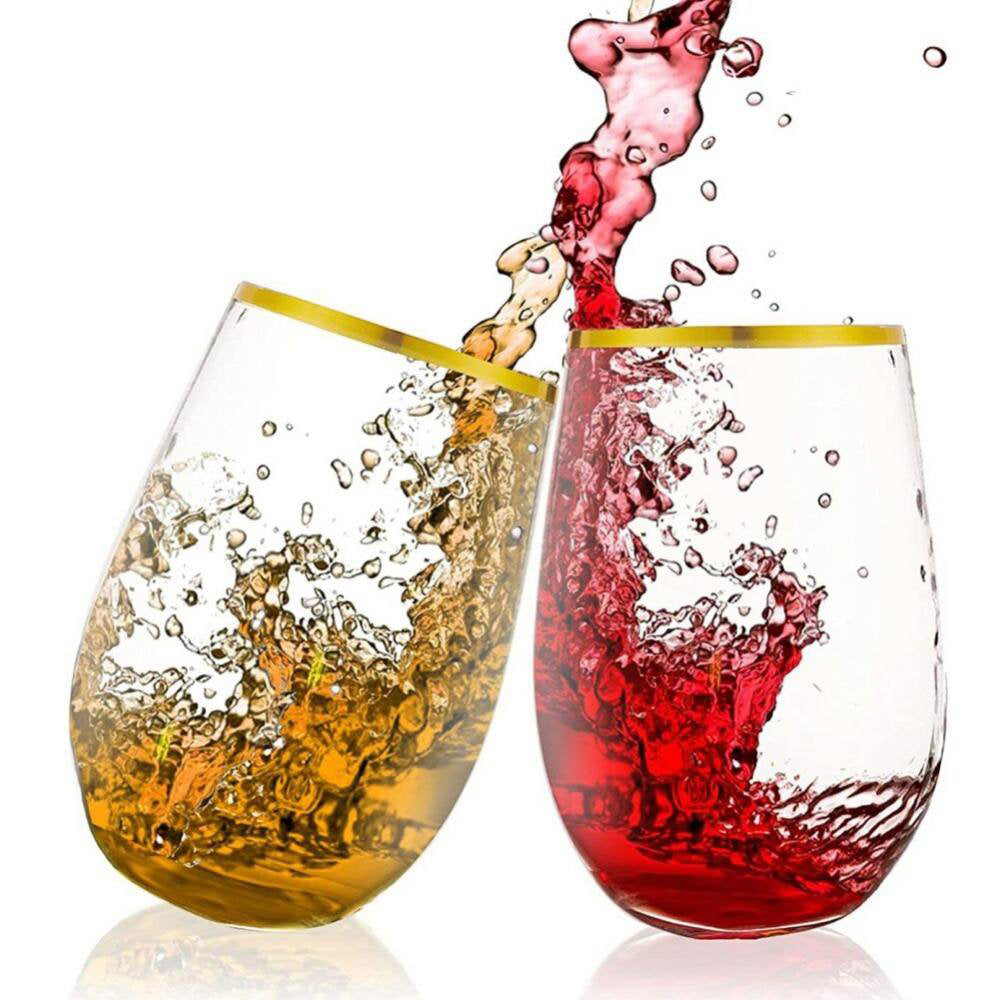 4pcs Reusable Shatterproof Plastic Drinks Tumbler Wine Glass Beer Cups