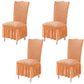 4Pcs Soft Seersucker Fabric Removable Chair Covers with Lace Skirt