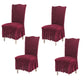 4Pcs Soft Seersucker Fabric Removable Chair Covers with Lace Skirt