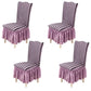 4Pcs Soft Seersucker Fabric Removable Chair Covers with Lace Skirt