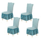 4Pcs Soft Seersucker Fabric Removable Chair Covers with Lace Skirt