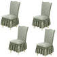 4Pcs Soft Seersucker Fabric Removable Chair Covers with Lace Skirt