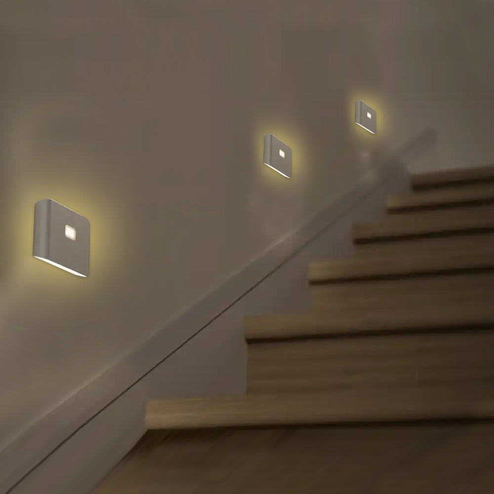 2Pcs LED Induction Night Light Wireless USB Charging Human Body Induction Wall Light