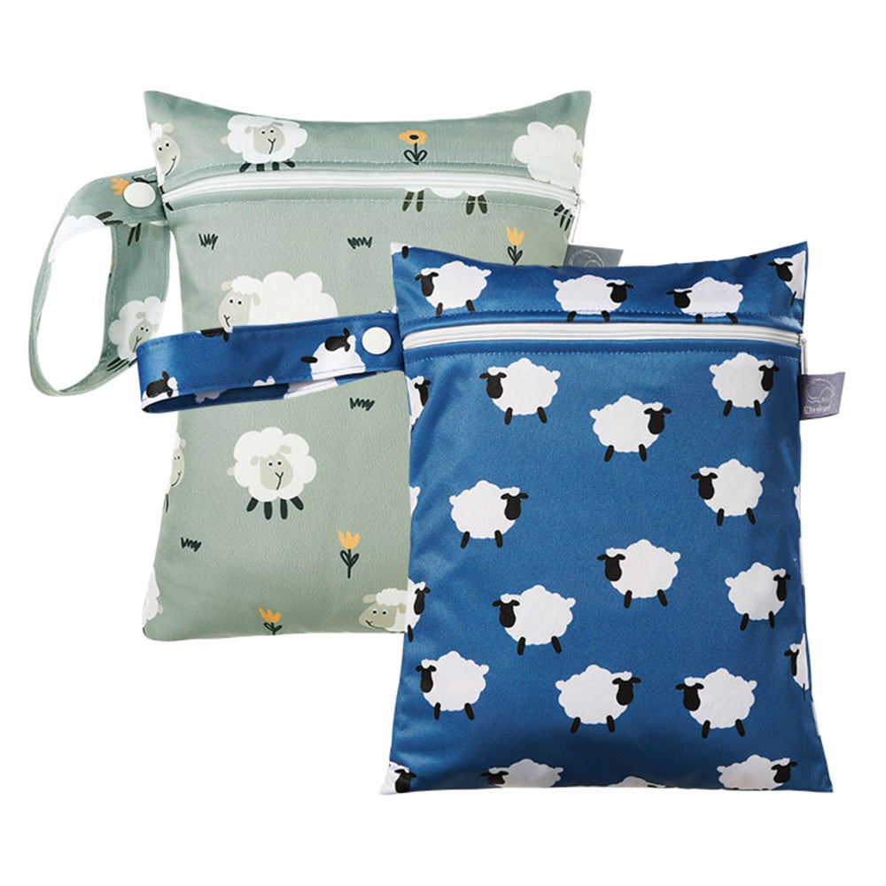 2Pcs Printed Reusable Diaper Dry Wet Storage Bag