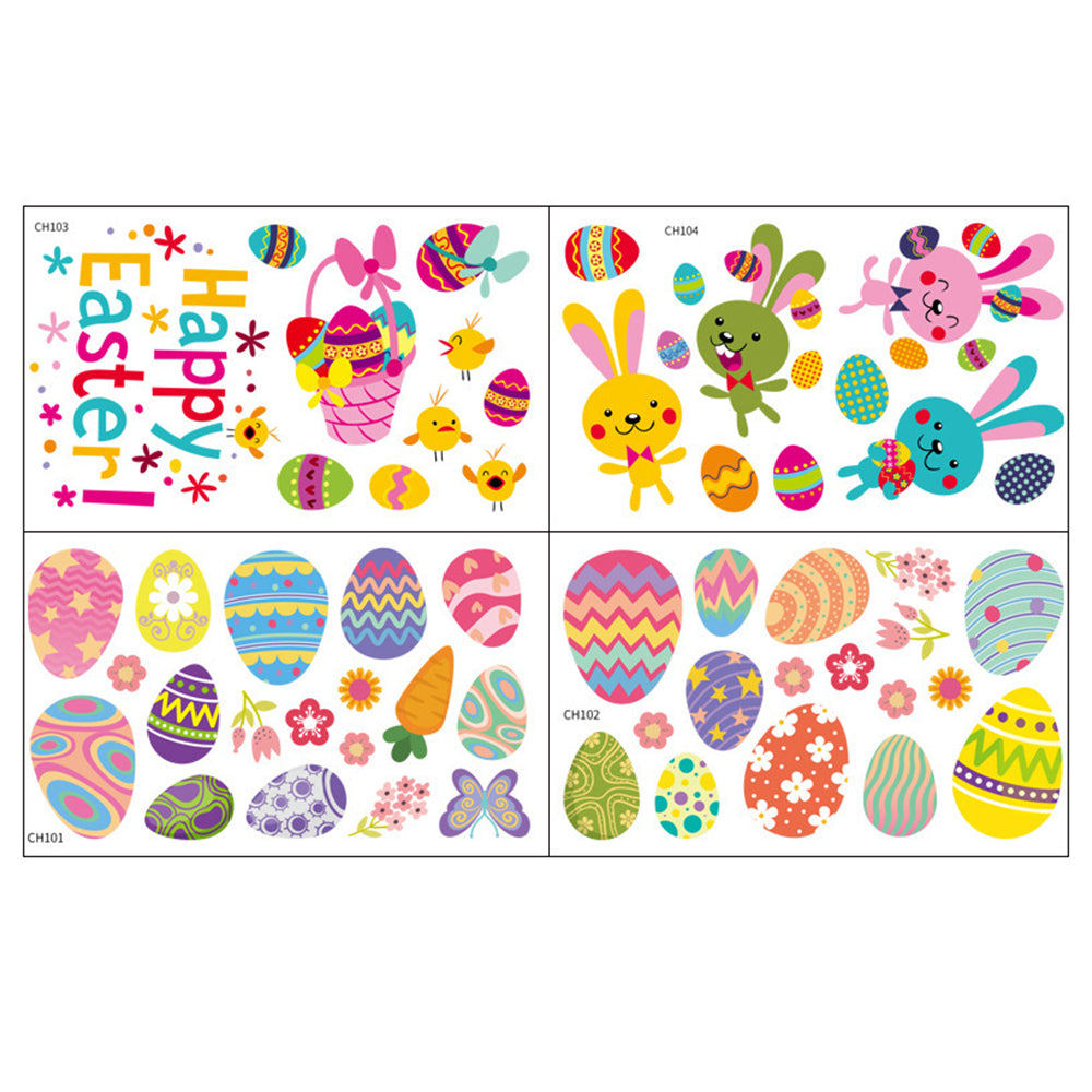 Double-Sided Printed Easter Window Cling Stickers-4 Sheets Multicolour Rabbits