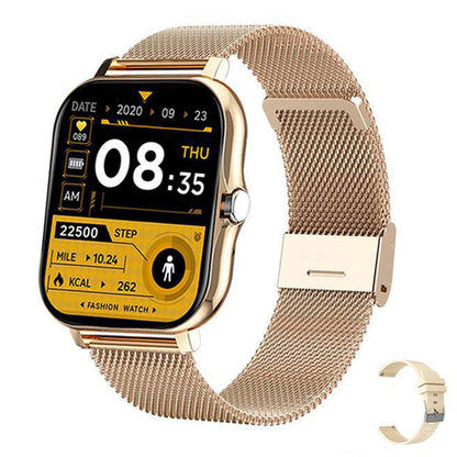 Heart Rate Monitoring Sports Bluetooth Smart Watch with 1 Steel Strap and 1 Silicone Strap