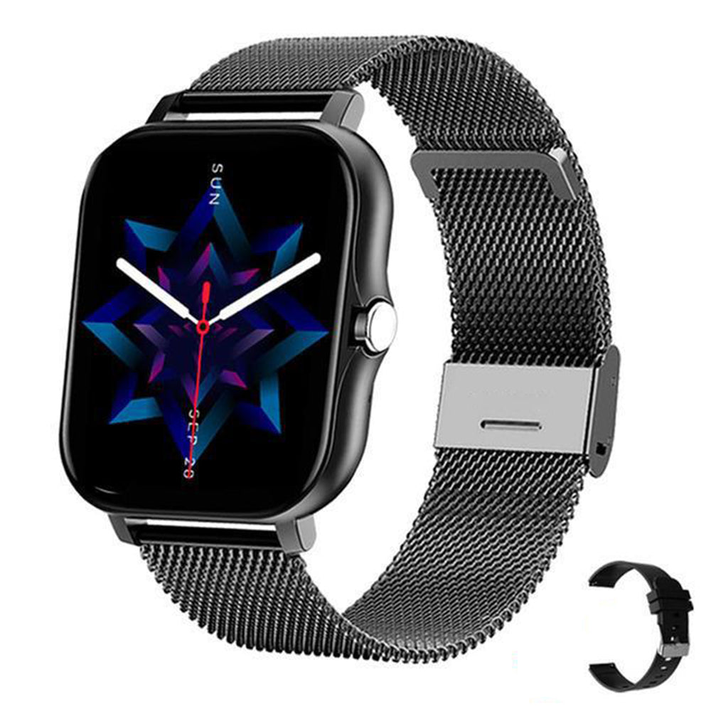 Heart Rate Monitoring Sports Bluetooth Smart Watch with 1 Steel Strap and 1 Silicone Strap