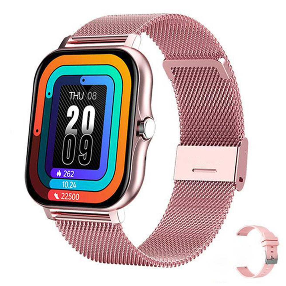 Heart Rate Monitoring Sports Bluetooth Smart Watch with 1 Steel Strap and 1 Silicone Strap
