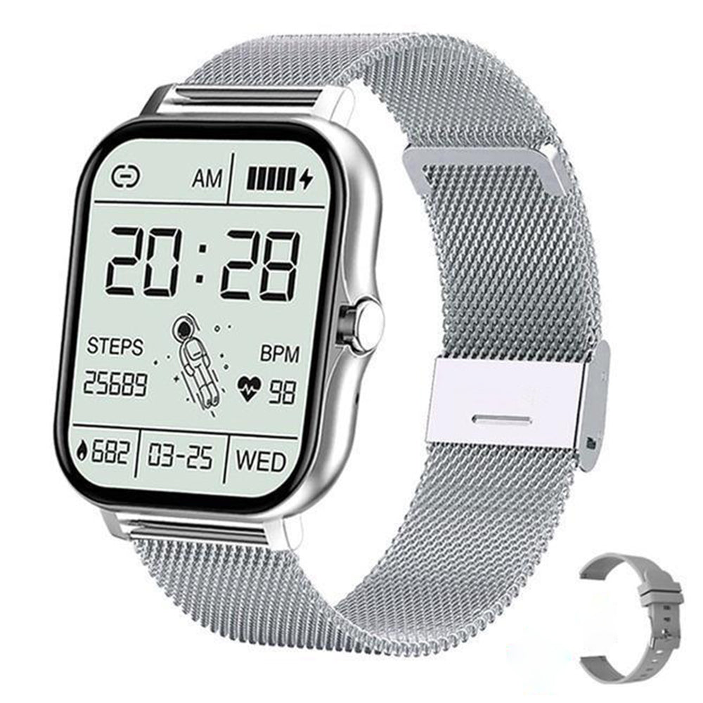 Heart Rate Monitoring Sports Bluetooth Smart Watch with 1 Steel Strap and 1 Silicone Strap