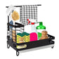 Kitchen Sink Storage Rack with Drain Pan Sponge Cleaning Cloth Holder