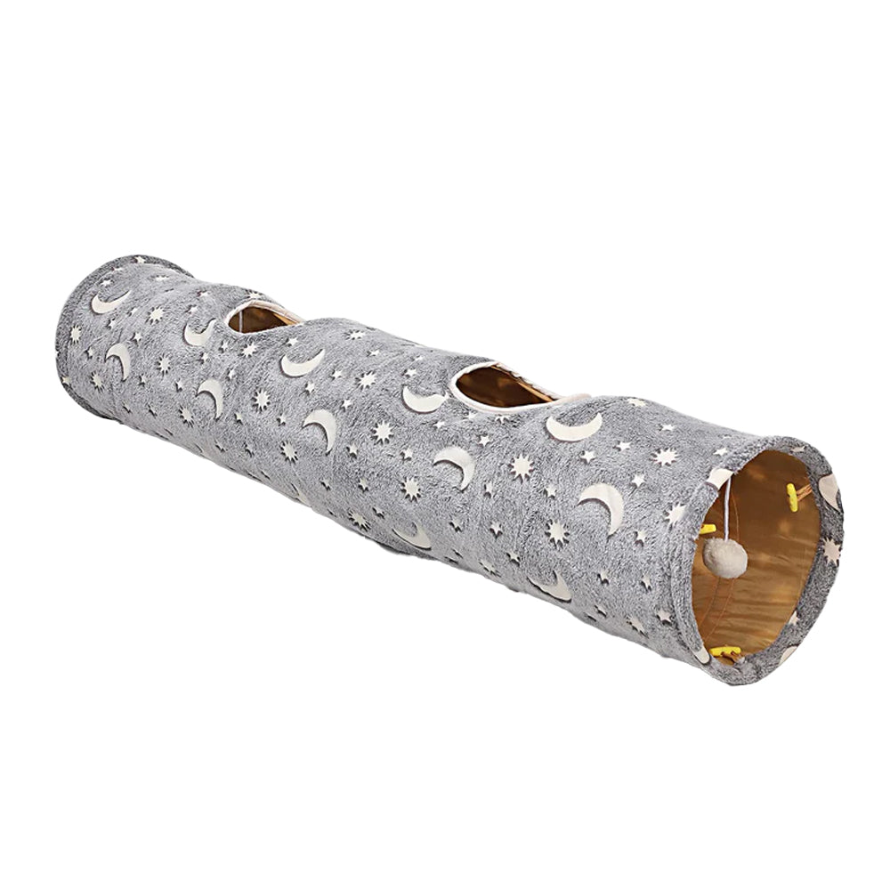 Pet Cat Collapsible Self-Luminous Tunnel Toy with Plush Ball for Small Animals Pets