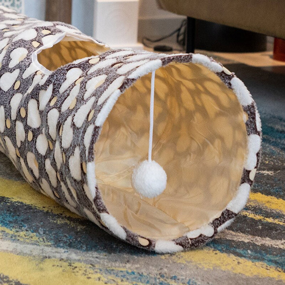 Pet Cat Collapsible Self-Luminous Tunnel Toy with Plush Ball for Small Animals Pets