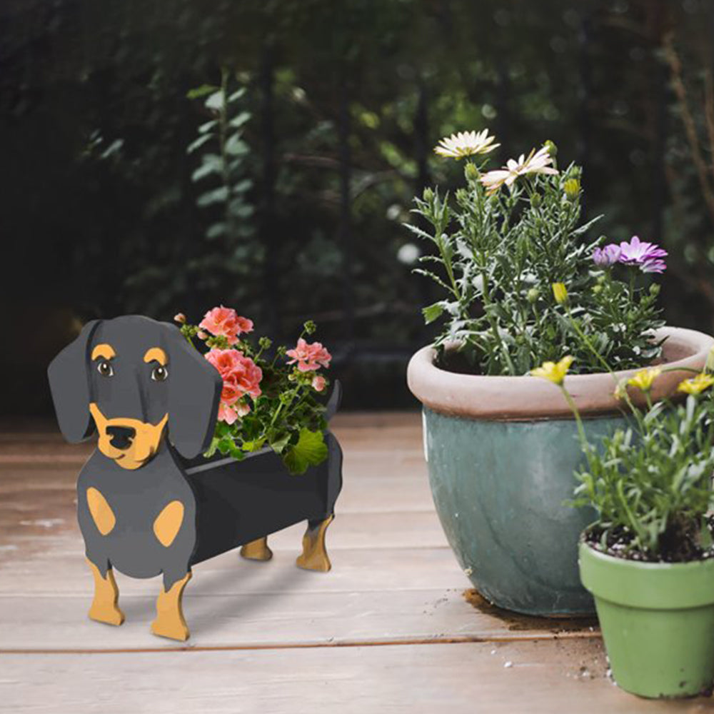 Animal Shaped Dog Shape Planter PVC Garden Decoration Dog Flower Pot-Dachshund