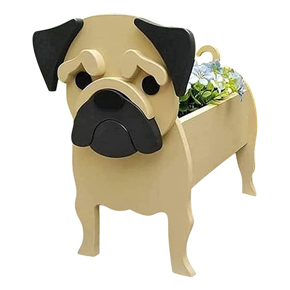 Animal Shaped Dog Shape Planter PVC Garden Decoration Dog Flower Pot-Pug