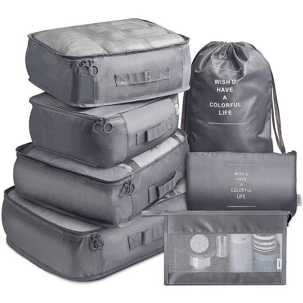 7Pcs Packing Cubes Travel Luggage Storage Bag