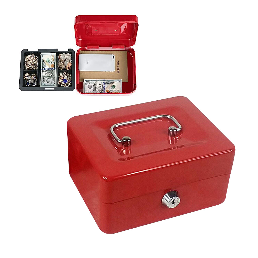 Lockable Cash Box Deposit Slot Petty Cash Money Box Security-Key