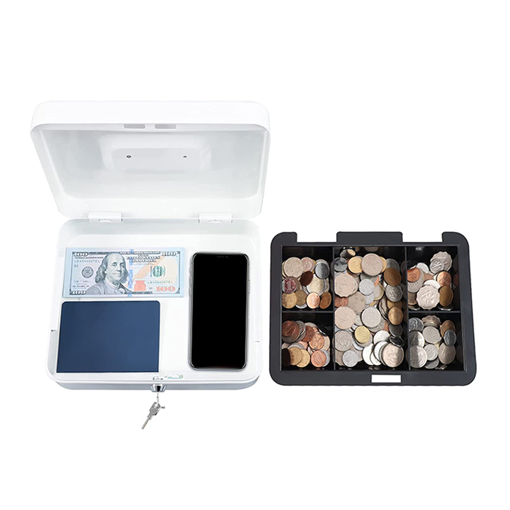 Lockable Cash Box Deposit Slot Petty Cash Money Box Security-Key