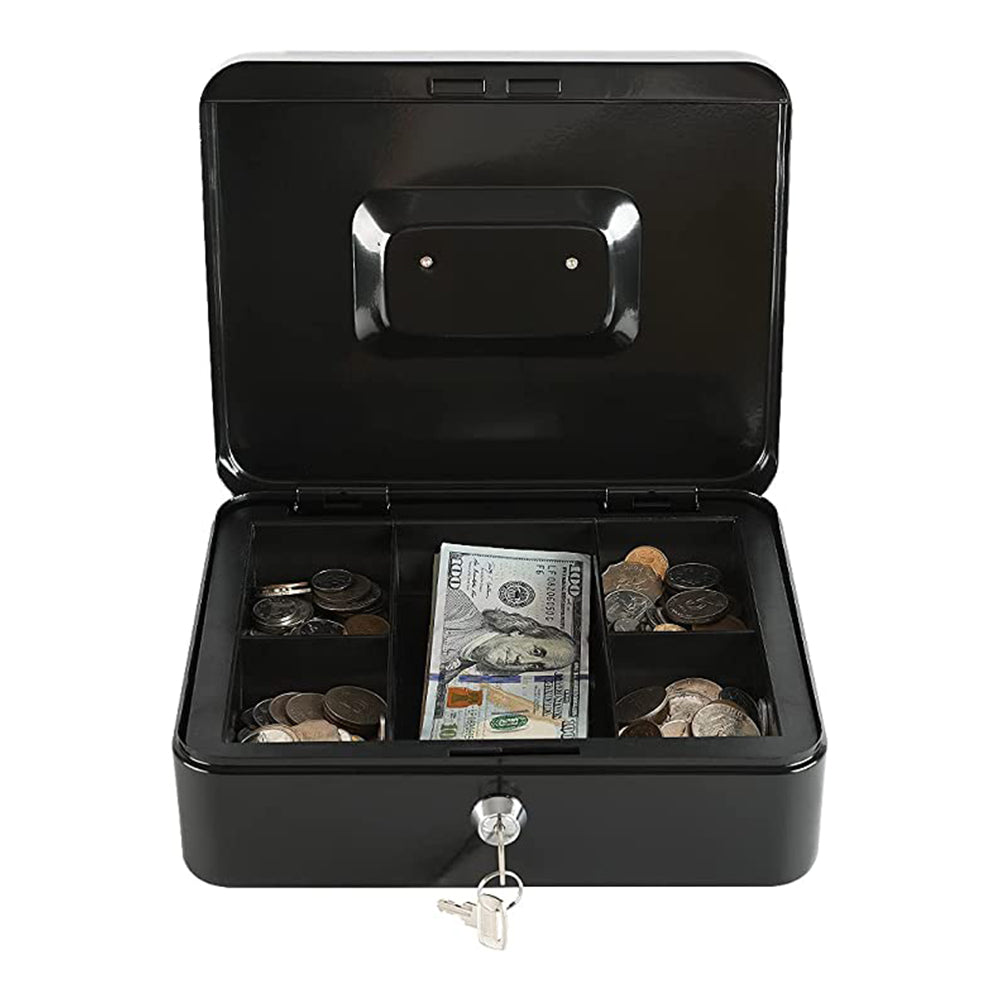 Lockable Cash Box Deposit Slot Petty Cash Money Box Security-Key