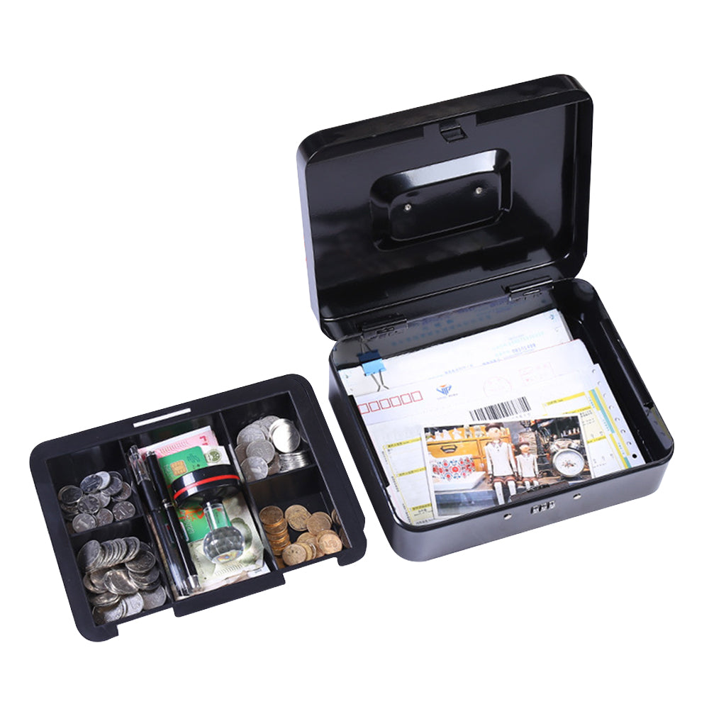 Lockable Cash Box Deposit Slot Petty Cash Money Box Security-Combination Lock