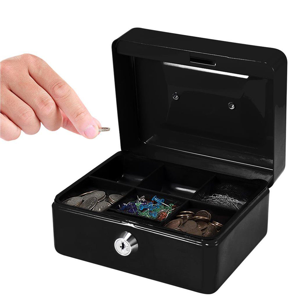 Lockable Cash Box Deposit Slot Petty Cash Money Box Security-Key