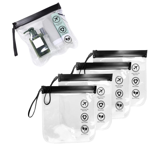 4Pcs Carry-On Clear Leakproof Bag Toiletry Bag With Drawstring